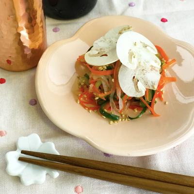 マッシュルームスープを使った野菜の即席漬け